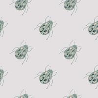 Pale diagonal seamless pattern with simple bugs shapes. Grey colored wildlife exotic backdrop. Insects sketch. vector