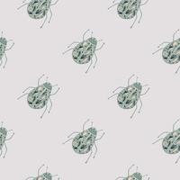 Pale diagonal seamless pattern with simple bugs shapes. Grey colored wildlife exotic backdrop. Insects sketch. vector