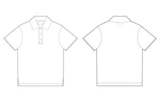 plantilla de diseño de camiseta de polo. vector frontal y posterior.