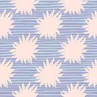 Hand drawn light pink star shapes seamless doodle pattern. Abstract geometric print with blue striped background. vector