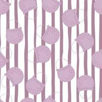 Random seamless pattern with cooking bowler light purple ornament. Striped background. vector