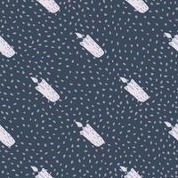 Aromatherapy seamless decor pattern with candles elements. Navy blue dotted background. vector