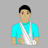 hand in a cast or bandage. vector illustration