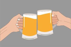 clink glasses with beer vector