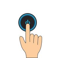 On-off button click color icon. Hand push button. Isolated vector illustration