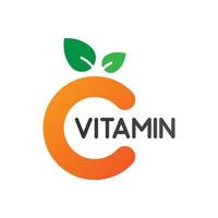 vitamin C logo, citrus fruit in the shape of the letter C vector