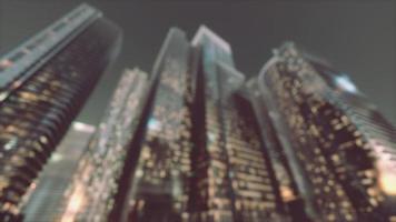 Abstract blurred bokeh at night of city as for business district background photo