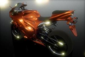 moto sport bike en estudio oscuro con luces brillantes foto