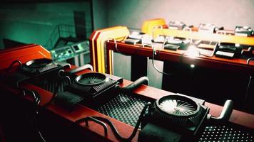 cryptocurrency mining farm using computer graphic cards photo