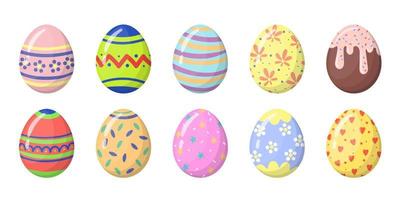 pastel Easter eggs set illustration in cartoon style vector