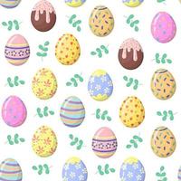 Seamless pattern with easter eggs, cartoon style vector