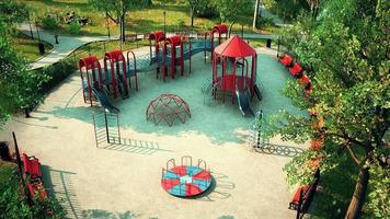 empty children playground in summer during lockout for Covid-19 pandemic photo