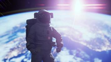 astronauta en el espacio ultraterrestre sobre el planeta tierra foto
