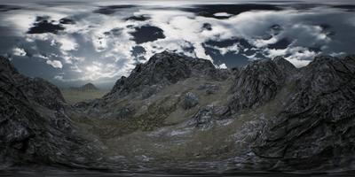 VR 360 Huge Dark Clouds over Scottish Highlands photo
