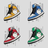 sneakers set with different colors vector