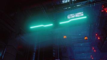 neon lights of futuristic sci fi city photo