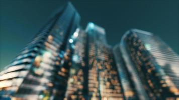 Abstract blurred bokeh at night of city as for business district background photo