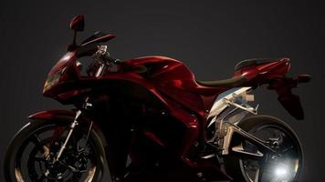 moto sport bike en estudio oscuro con luces brillantes foto