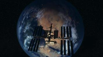 International Space Station in outer space over the planet Earth orbit video