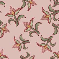 patrón decorativo sin costuras con estampado de flores de tulipán gris al azar. fondo rosa telón de fondo de la naturaleza. vector