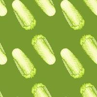 Seamless pattern Chinese cabbage on light green background. Minimalism ornament with lettuce. vector
