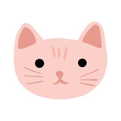 Face character cat isolated on white background. Cute cartoon character pink  color in doodle style. 5635584 Vector Art at Vecteezy