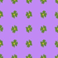 Summer colors seamless pattern with green simple flower bud ornament on bright purple background. vector