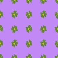 Summer colors seamless pattern with green simple flower bud ornament on bright purple background. vector