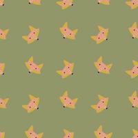 Fox pattern seamless in freehand style. Head animals on colorful background. Vector illustration for textile.