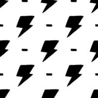 Hand drawn doodle thunder backdrop seamless pattern. Black lightning bolts vector