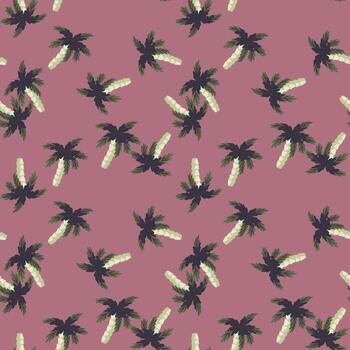 patrón exótico abstracto sin costuras con formas de palmeras aleatorias. fondo rosa pálido. impresión decorativa. vector