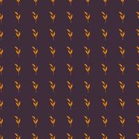 Abstract nature seamless pattern with botanic orange little leaf branches shapes. Purple background. vector