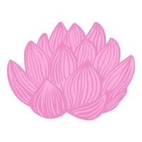 Pink Lotus flower isolated on white background. Abstract sketch botanical bud in doodle style. vector