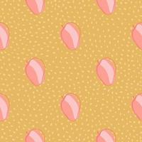 Pastel seamless pattern with doodle abstract peach ornament. Orange dotted background. Pink ornament. vector