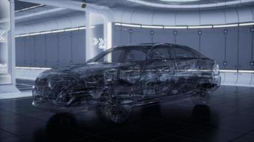 transparent car with engine in laboratory photo