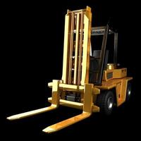 Forklift truck in dark studio photo