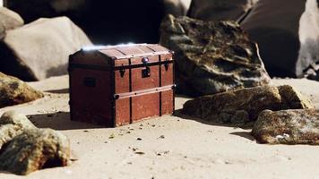 treasure chest in sand dunes on a beach photo