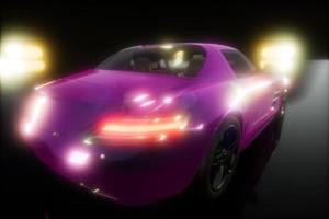 luxury sport car in dark studio with bright lights