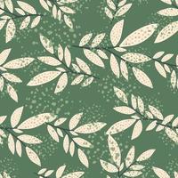 Abstract botanical vector background. Rustic forest foliage branches seamless pattern. Twigs and leaves endless wallpaper.