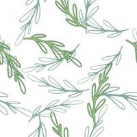 Isolated seamless pattern with tropical blue and green branches ornament on white background. vector