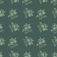 Apples seamless pattern on green background. Vintage botanical wallpaper. vector