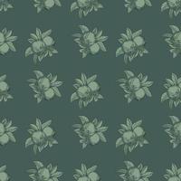 Apples seamless pattern on green background. Vintage botanical wallpaper. vector