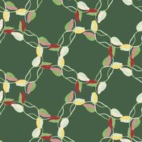patrón sin costuras de estilo geométrico con formas abstractas de flores de capullo de amapola. fondo verde telón de fondo de la naturaleza. vector