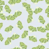 Seamless pattern Batavia salad on blue background. Modern ornament with lettuce. vector