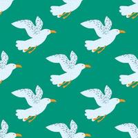 Seagulls seamless pattern. Background of sea birds. vector