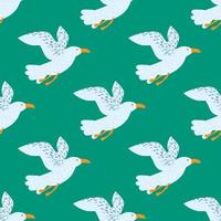 Seagulls seamless pattern. Background of sea birds. vector