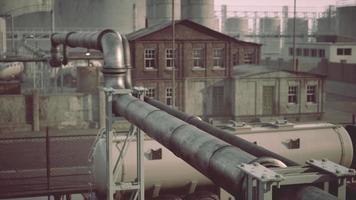 vista industrial na planta de refinaria de petróleo forma zona da indústria video