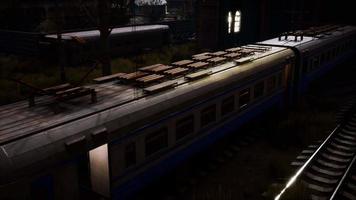 cargo trains in old train depot left to be rusted