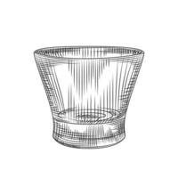 Empty drinking glass isolated on white background. Engraving vintage style. vector