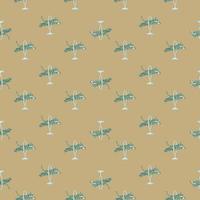 Abstract seamless zoo pattern with blue circus tigers shapes. Beige background. Little animal artwork. vector